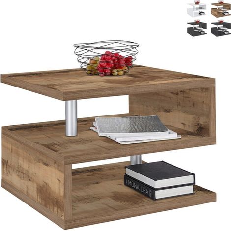 Table basse salon moderne élégant 2 étagères Zeta 55 - bois neutre (1/5)