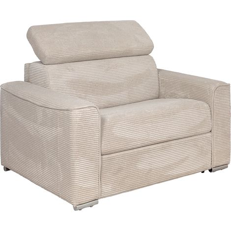 Poltrona letto express in velluto a coste beige Letto 70 cm Materasso 18 cm - VIZIR (1/5)