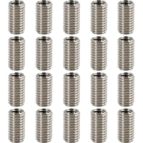 Filetage Adaptateurs Manchon Réduction Écrou Insert Fileté, Lot de 20 Inserts Filetés M8 sur M6 x 15mm – Acier Inoxydable 303Cu – Écrou à Visser pour Automobile et Mécanique (1/5)