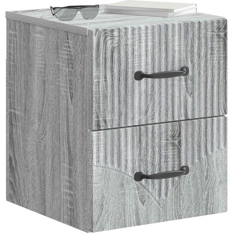 Maison Exclusive - Mobiletto da notte a muro 2 pcs Grigio Sonoma 34,5 x 33 x 40 cm