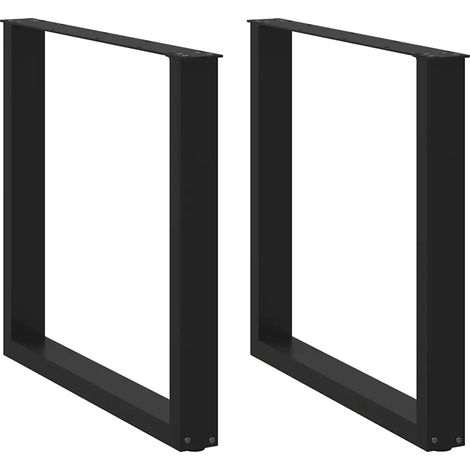 Pieds de table à manger en U 2 pièces Noir 80 x (72-73) cm Acier (1/5)