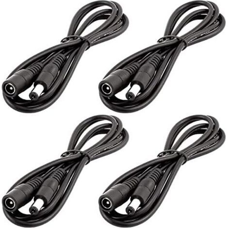 4pcs 1m DC 12V Extension Cable DC Plug 5.5mm x 2.1mm DC 0-36V Power Cord Male to Female Extension Cord for Car Monitor, CCTV Camera, LED Strip, Black (1/3)