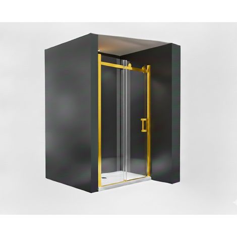 BuyLando - Douche de niche Viktoria 135x195 cm avec porte coulissante - ferrures dorées (1/3)
