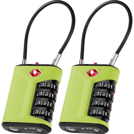 Zahlenschloss Koffer TSA 4-stellig mit Kabel, 2 Stück, Grün (1/5)