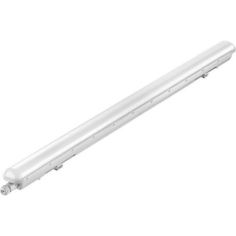 Reglette étanche LED 40W poly gris 1285x60x60mm 4000K 3650lm 230V diffuseur opale 115° IK08 IP65 ECOPLUS TF111