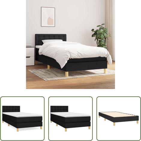 Matelas à ressorts ensachés - Sommier à lattes de lit avec matelas Noir 100x200 cm Tissu (1/5)