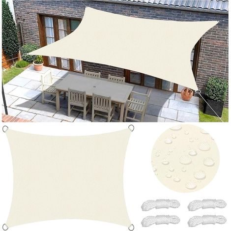 Voiles Ombrages Rectangulaire Imperméable Multi Couleur et Taille Toiles D'ombrages UV Protection pour Patio Jardin Terrasse Extérieur Balcon avec Anneau en D et Cordons 3x4M (1/5)
