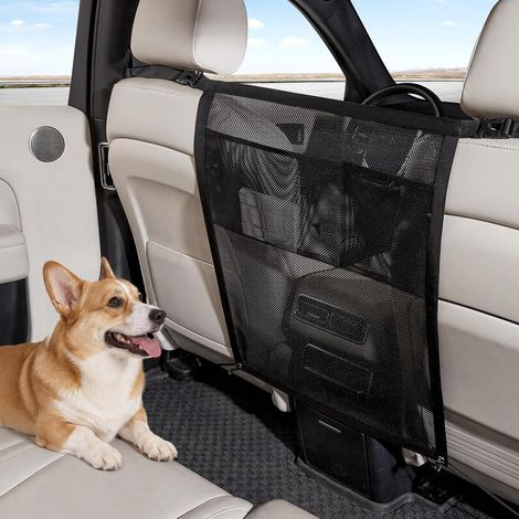 Grille de séparation universelle pour chien avec poches de rangement, 120 cm de long, pour siège avant, grille de séparation universelle pour voitures, SUV, camionnettes, barrière de sécurité (1/5)
