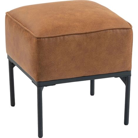Pouf, rembourré en PU, style moderne, Marron (1/5)