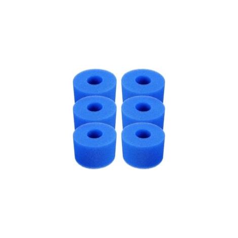 Set di 6 cartucce filtranti in schiuma riutilizzabili e lavabili per piscine e vasche idromassaggio, tipo S1 (blu) - Crezuo