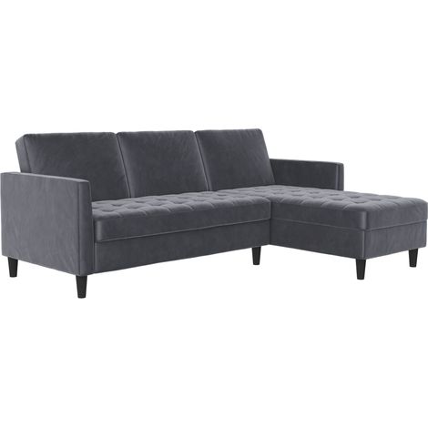 Presley-Canapé-lit 3 places avec rangement en velours anthracite