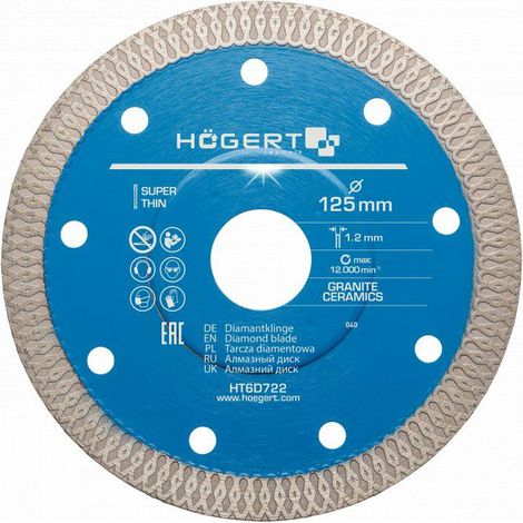 Disco diamantato Hoegert da 125 mm per ceramica