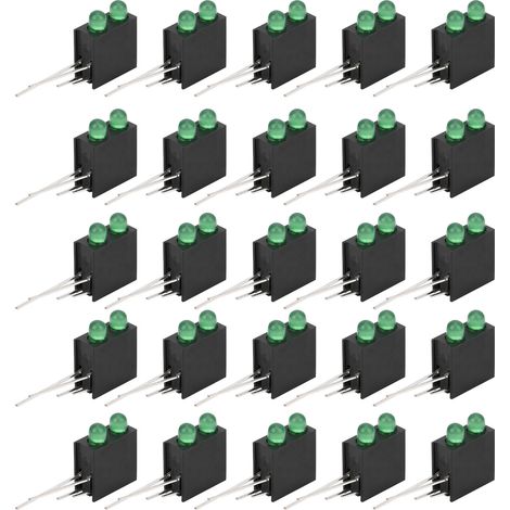 100 Stück 3-mm-Doppelloch-LED-Industrie-Anzeigeleuchte mit grünem Sockel (1/5)