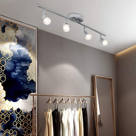 plafonnier LED 4 spots,pivotants/orientables, 2 bras tournants, barre spots plafond salon salle à manger cuisine couloir (1/5)