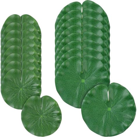 Lot de 36 Feuilles de nénuphar, Plastique, 10cm 15cm, Flottantes, Aquarium Étang Piscine (1/2)