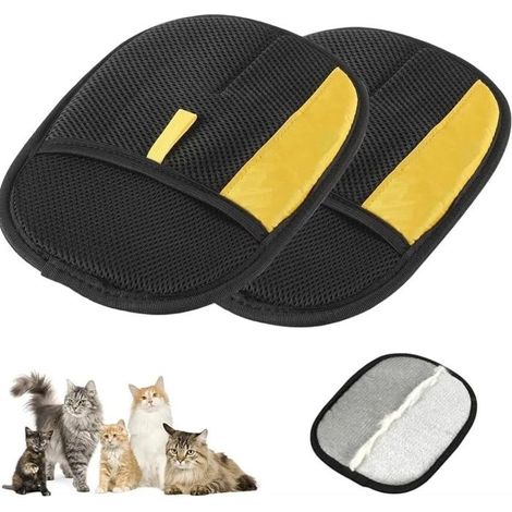 Lot de 2 gants anti-poils animaux – Brosse réutilisable – Nettoyage canapé, tapis – Lavable (1/5)