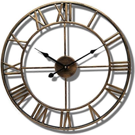 Horloge de jardin extérieure, horloge murale de jardin, grand chiffre romain, horloge de jardin extérieure en fer, horloge extérieure en bronze (1/5)