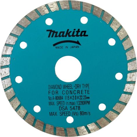 Makita Diamanttrennscheibe 115mm Ø 115 mm 2,0 mm Schnittstärke Trocken Dachziegel, Beton A-80684 (1/2)