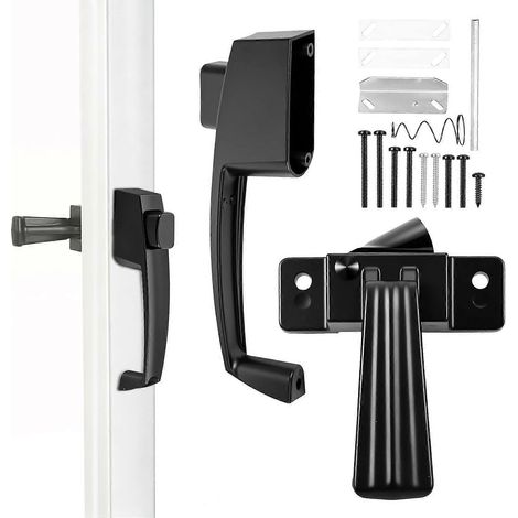 Loquet à bouton-poussoir pour portes moustiquaires/anti-tempête, poignée réglable 16-32 mm, alliage d'aluminium, installation facile, noir (1/5)