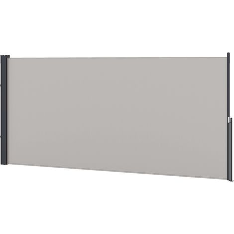 Store latéral, enrouleur latéral, extensible, brise-vue, aluminium/polyester, 3 x 1,4 m, gris clair