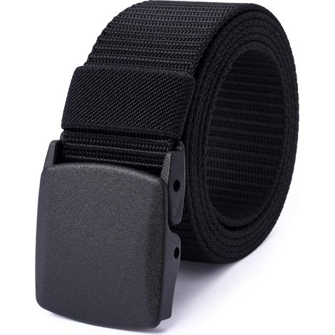 Cintura unisex in nylon, regolabile, stile militare, con fibbia in plastica e cinturino in cotone. (1/5)