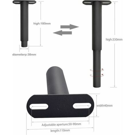 Pieds de lit réglables, rétractables et robustes pour cadre de lit, pieds de support en métal, convient pour armoire, canapé, lit, pièces de rechange 17,8 cm à 33 cm (1/4)