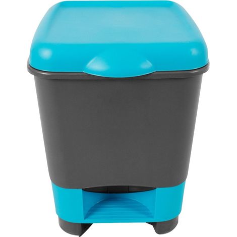 Cubo de Basura 20L con Pedal - Negro y Azul, Ideal para Hogar y Oficina, Plástico Resistente, Fácil de Limpiar  Negro - Azul - (1/5)
