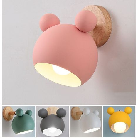 Applique murale Mickey Rose LEMROE, déco créative bûche en bois, sans ampoule, accessoire mural original pour chambre d'enfant, style cartoon rétro, parfait cadeau. (1/4)