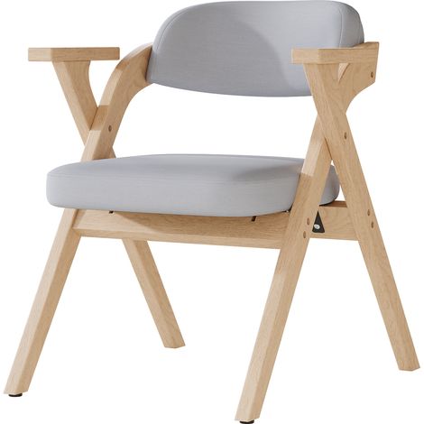 ELVMI Lot de 4 Chaises de Salle à Manger Pliantes avec Accoudoirs, Lin et Bois Massif, Gris (1/5)
