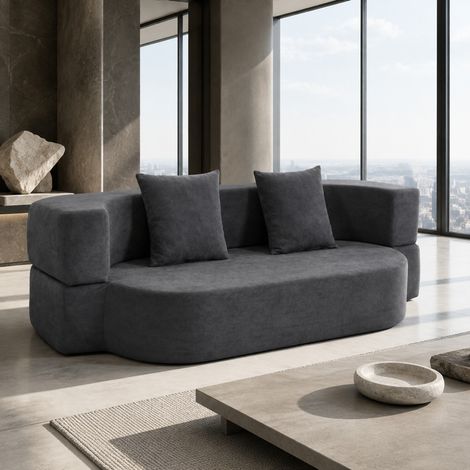Sofá cama sin estructura de espuma de alta densidad, gris oscuro (1/5)