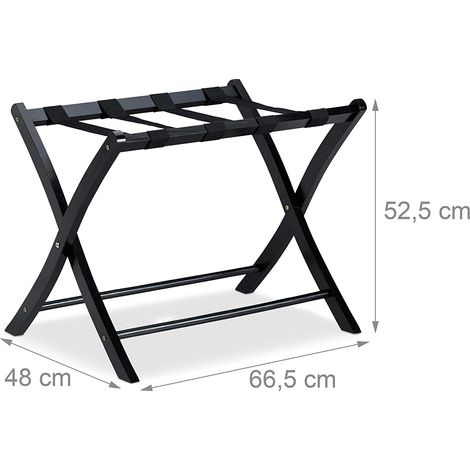 Porte-bagages pose valise pliable bois noir (1/4)