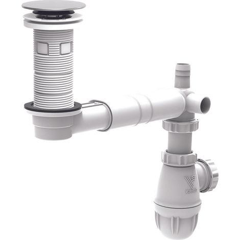 Valentin – Vidage complet lavabo – Siphon bi-matière réglable – Tubulure plastique extensible – Dimensions 280 x 370 mm (1/6)