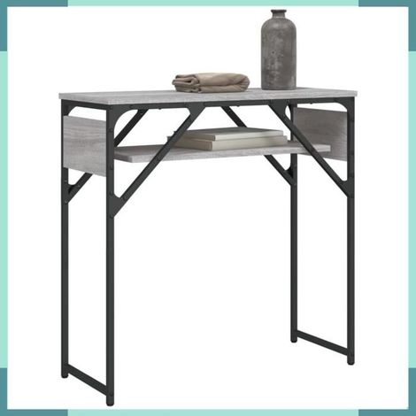 Table console - 837800 - sonoma gris - 75 x 30 x 75 cm - bois d'ingénierie & métal (1/5)