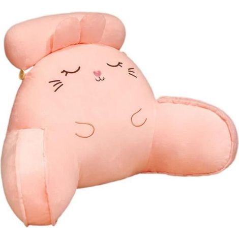 Coussin lombaire - Lapin Rose - 60x40cm - Mousse à mémoire de forme - Housse amovible - Accoudoirs (1/4)