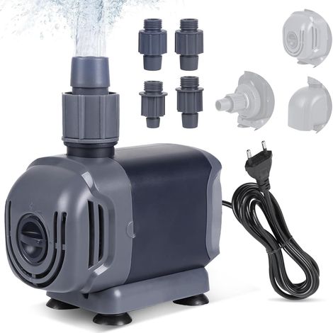 Pompe à Eau Submersible pour Aquarium 25W 1500 L/H, 2M Mini Réglable Pompe Aquarium avec 3 Buses, 3-en-1 Ultra Silencieuse Pompe a Eau (Aspiration Latérale/Suspension/Fond) (1/5)