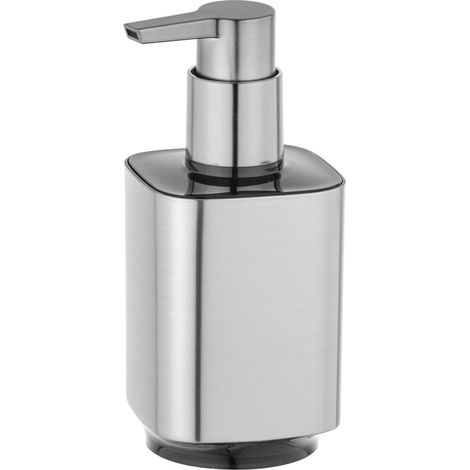 Dispenser sapone in plastica color argento satinato e nero Lumina (1/3)