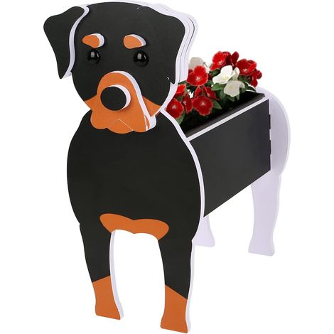 Maceta con forma de Rottnaway para perros o mascotas, decoración de jardín, decoración del hogar, decoración de patio, maceta con forma de diferentes razas de perros. (1/5)