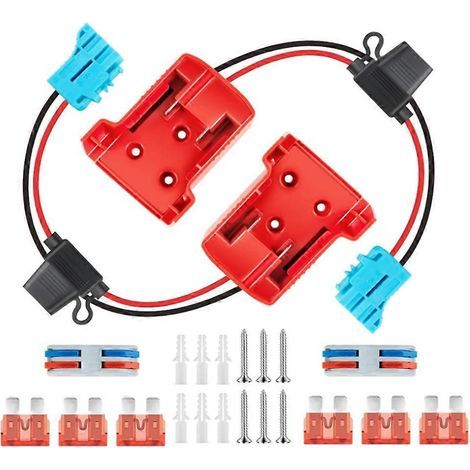 Adapter für Milwaukee M18 18V Akku (2er-Pack), Akku-Umrüstsatz mit Sicherungshalter, Anschlüssen und Sicherungen. (1/5)