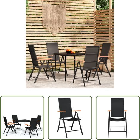 Table de jardin - Ensemble à manger de jardin 5 pcs Noir (1/5)