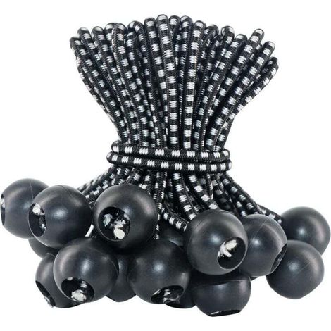 50-teiliges Set elastischer Bungee-Seile, 10 cm lange Bungee-Seile für Planen, elastisches Seil, Bungee-Seile, Gummi-Bungee-Seile, elastische Seile mit Kugeln für Pavillons, Planen, Zelte, Vorhänge, B (1/5)