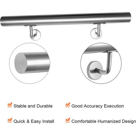 SWANEW Corrimano in acciaio inossidabile. corridoio da parete ringhiera RURMA -Riduci per scale senza interni e esterni 100 cm (1/5)