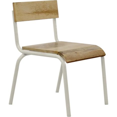 Weißer Kinderstuhl aus Holz und Metall Kidsdepot, Set von 2, 35x36x56 cm