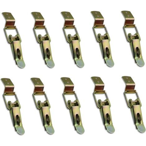 10 Pièces Levier fermé et crochet, Fermeture à bascule, pour tiroir, Levier de verrouillage, boîte à outils, placard, armoire, boîte (jaune galvanisé)