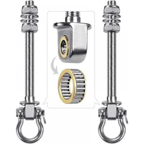 Lot de 2 crochets de balançoire avec roulement en acier inoxydable 304 pour poutres en bois et métal, parfaits pour accrocher des hamacs, des balançoires de yoga, une balançoire de porche (1/5)