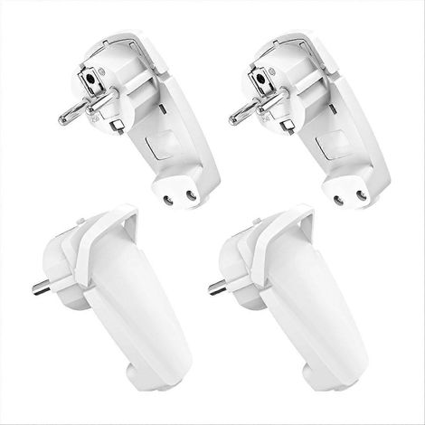 Weißer, abgewinkelter Schuko-Stecker, flacher Schuko-Stecker 250 V (16 A), europäischer Stecker (1/5)
