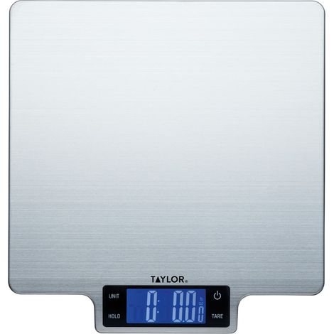 Taylor Pro Large Digital Scale, bilancia da cucina of Stainless Steel, misura ingredienti liquidi e secchi fino a 10 kg, 16 cm of Diameter, Tare Function, Dishwasher Safe, Requires 3 AAA Batteries
