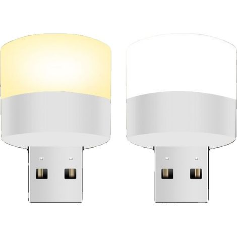 2er-Pack USB-Nachtlicht, Mini-LED-Nachtlicht, USB-Steckerlampe, Powerbank-Ladegerät, USB-Buchlampe, kleine runde Leselampe mit Augenschutz (1/5)