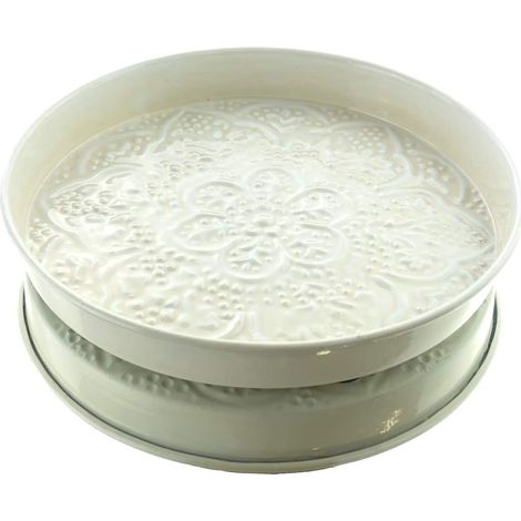 Kaemingk Dekoteller Mandalastyle Beige mit hohem Rand Ø 23 cm - Metall