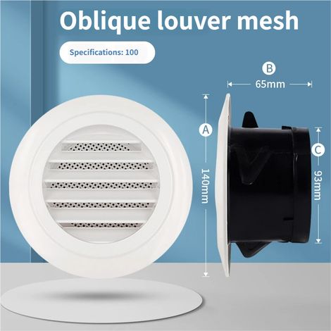 Grille de ventilation ronde en ABS de 100 mm avec moustiquaire, adaptée aux entrées et sorties d'air murales et de plafond intérieures et extérieures. (1/5)