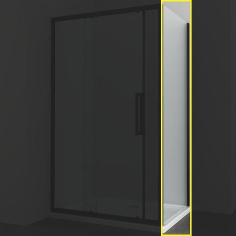 Ogomondo lato fisso per porta scorrevole slide 2 black nero cristallo 6 mm misure 77-79xh195 cm - confezione 1 (1/2)